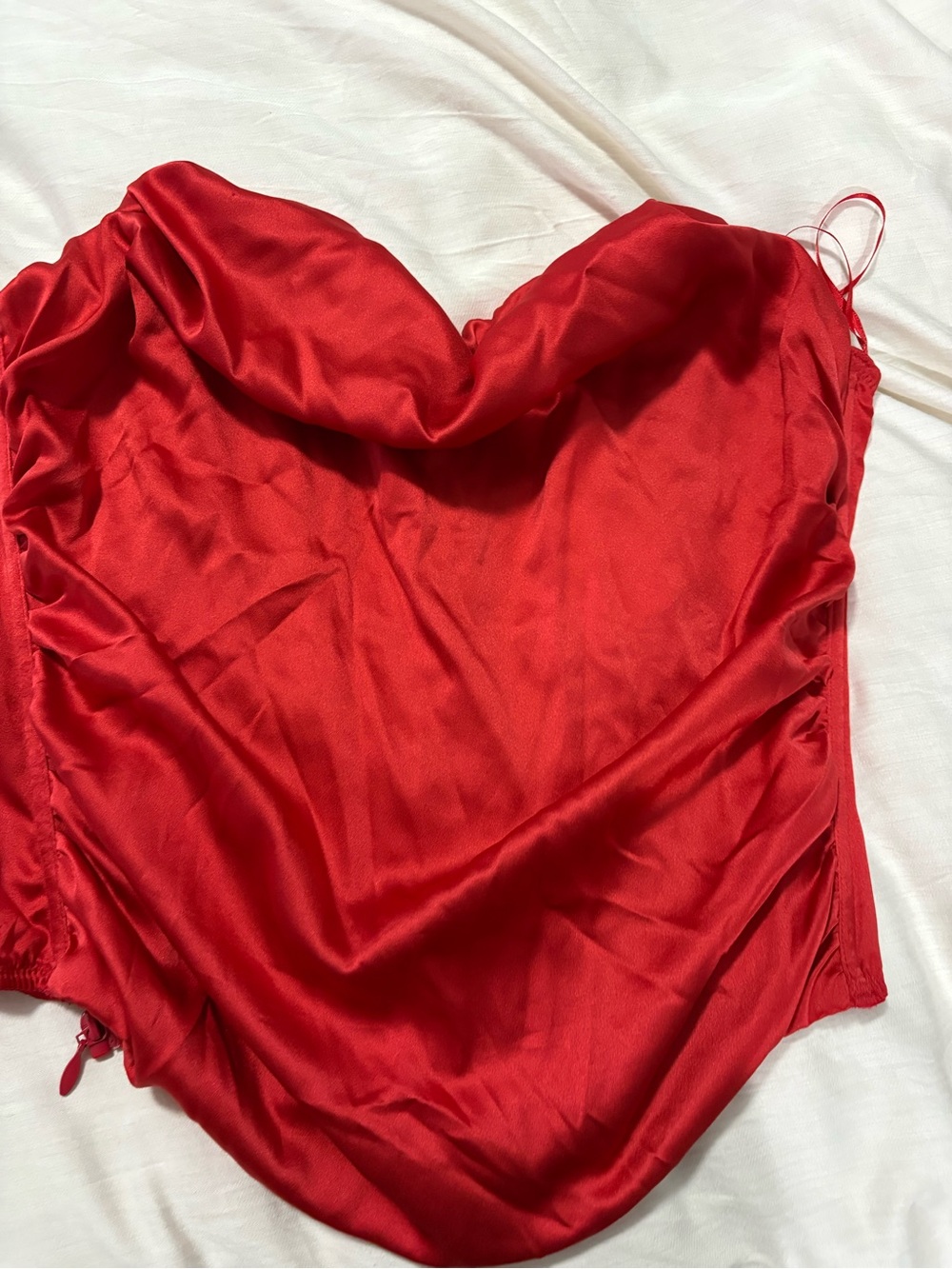 Victoria's Secret Red Satin Cowl-Neck Corset